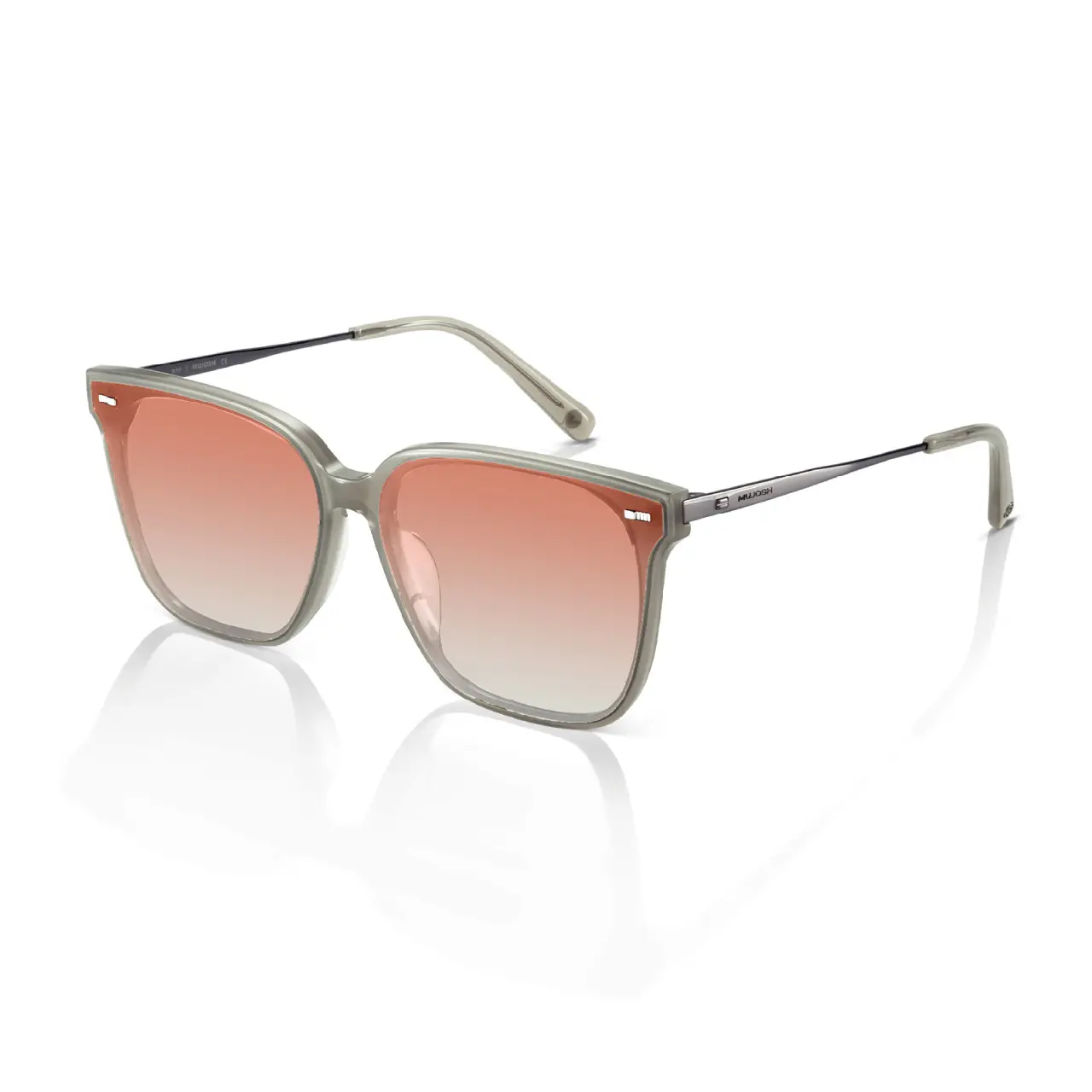 MUJOSH Minimalist Square Polarized Sunglasses for Women Men, Trendy Seamless Flush-Mount Flat Shades for Driving, Travel & Fashion Accessories, Gray, Exclusive Eyewear Brand of EssilorLuxottica