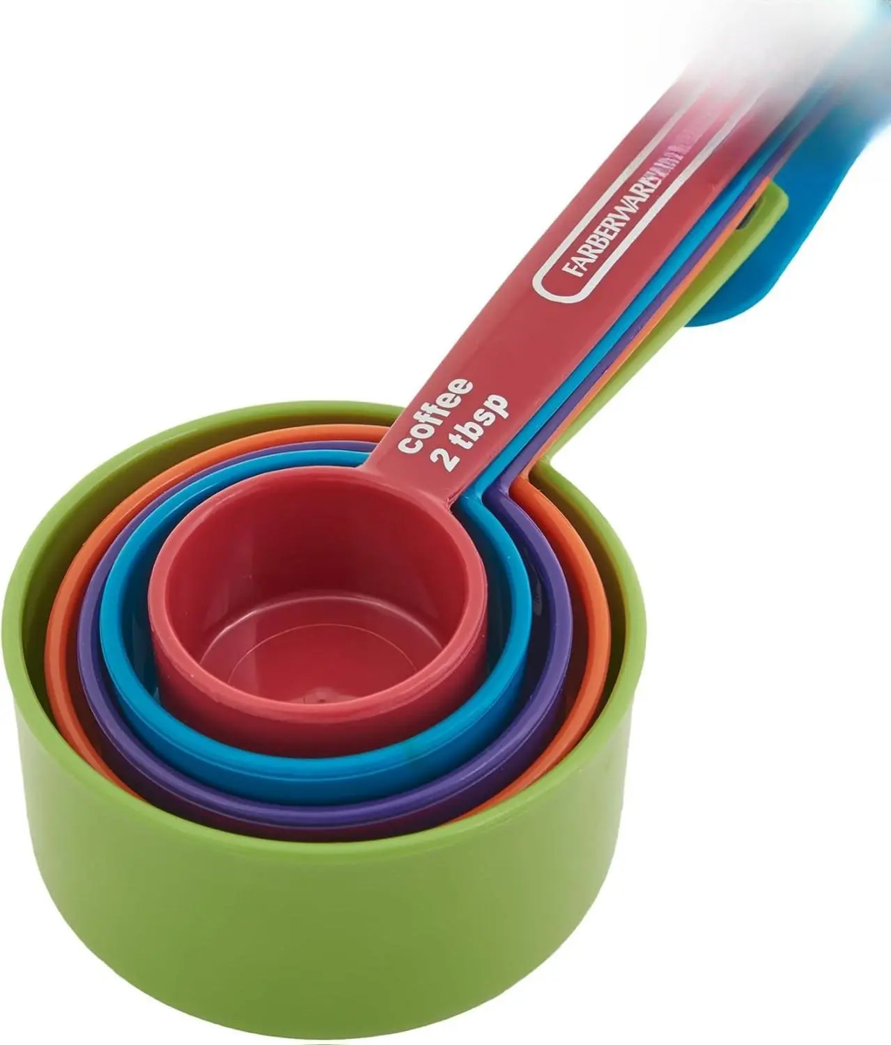 Kitchen Measuring Cups & Jugs Set - 5-Piece Nesting, Sturdy BPA-Free Plastic, 0-500 ml 1 Cup Easy-Read Markings, Coffee Scoop, Dishwasher-Safe Detachable Kitchen Utensil for Beginners