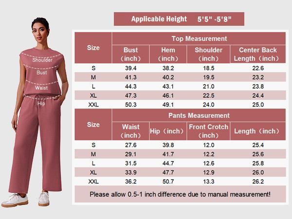 Pinspark Women's Summer Casual Suit Wide-legged Pants Loose Fit Machine Washable Air Layer Fabric Cap Sleeve Top & Cropped Wide-Leg Pants Set Clothes Womenswear Adjustable Pocket