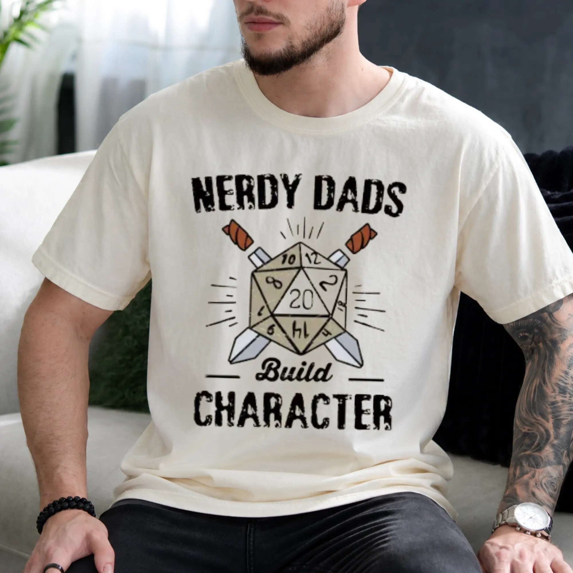Nerdy Dads Build Character Shirt, DND Dad T-Shirt, Gamer Dad Gift, Funny Dice T-Shirt, Fathers Day Gift