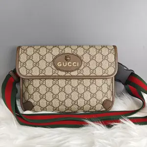 Pre-owned GUCCI canvas Shoulder Bags tiger head shoulder bag