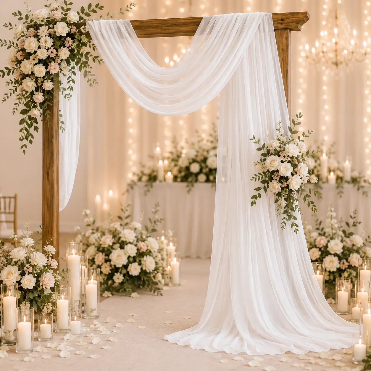 37" x 216" Sheer Wedding Arch Draping Fabric, Soft Flowing Scarf for Ceremony Backdrop, Reception, Bridal Shower & Party Decor,