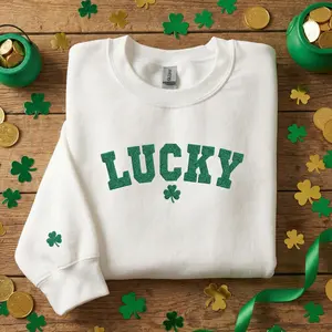 St Patrick’s Day Clover Shamrock Lucky Embroidered Sweatshirt – Gift for Women, Men Holiday Outfit, Irish Flag Hoodie, Irish Gift, Irish Beer Lovers Sweater, St Patricks Day Sweatshirt
