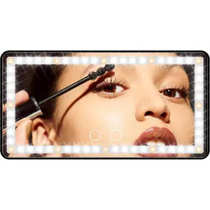 Car Sun Visor Vanity Mirror with Lights, Rechargeable Car Makeup Mirror Accessories, Birthday Gifts for Women Girl, 3 Light Modes, Dimmable Touch Led Screen, Universal for Car Truck