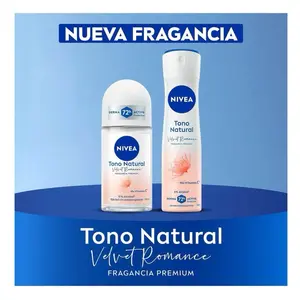 NIVEA Tono Natural Velvet Romance Antiperspirant 72hr Protection 0% Alcohol Fragancia Premium