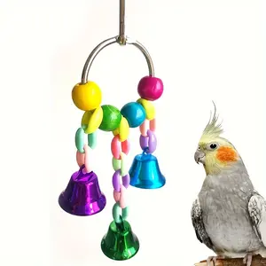 1pc Various Types of Parrot Colorful Beads Bell String Toy Bird Interactive Toy Chain Parrot Toy