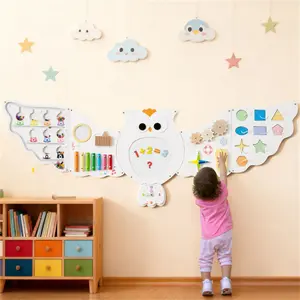 11-in-1 Montessori Owl Activity Wall - Montessori Maths Toys, STEM Sensory Busy Board with Magnetic Whiteboard, Screen-Free Interactive Maths Toys for 3+ Years Old