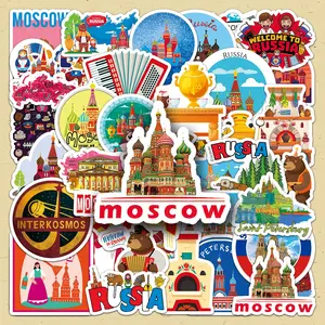 Russia Themed Sticker, 100pcs/set Creative Graffiti Landmark Pattern Decorative Sticker, DIY Decorative Sticker for Phone Case, Computer, Guitar, Bag