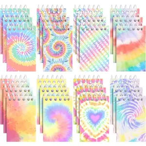 24 Pcs Mini Tie Dye Notepads Multicolor Style Pocket Notebooks for Kids Spiral Mini Notebook Fun Coil Little Notepad Tie Dye Birthday Party Supplies Small Books Party Favors