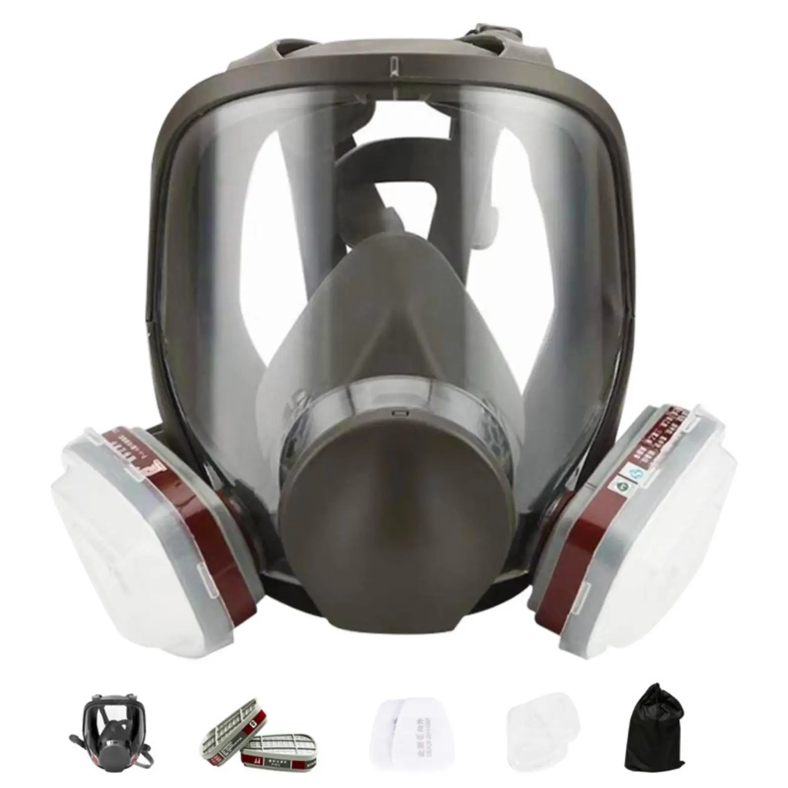 Safety Full Face Mask, 6800 Gas Mask, Anti-dust Anti-smoke Mask, Anti-fog Anti-scratch Full Face Mask, Respirator, Reusable Respirator Mask, Hardhat G