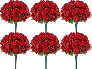 Der Rose 12 Pack Red Artificial Geraniums Flowers for Outdoors UV Resistant Faux Flowers for Outdoor Planters Window Boxes Patio Cemetery Porch Decor
