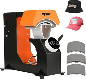 VEVOR 3-in-1 Auto Hat Heat Press Machine for Caps - No Crease, Automatic Release&Press Knob-Style Digital Control Panel, with 3pcs Interchangeable Platens(6.6" x 2.7", 6.6" x 3.8", 6.1" x 3")