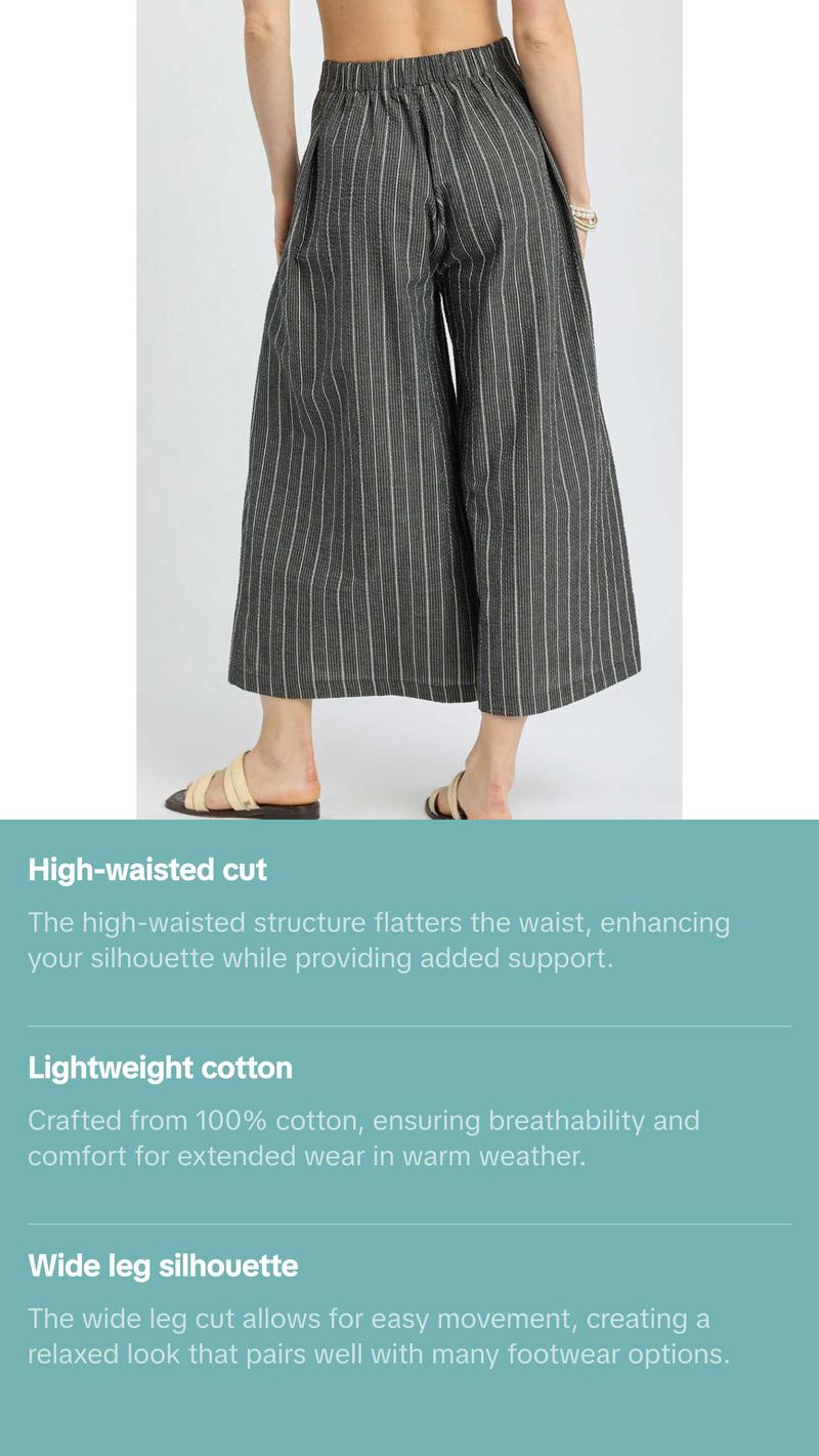 Umgee Pinstripe Crop Palazzo Pants
