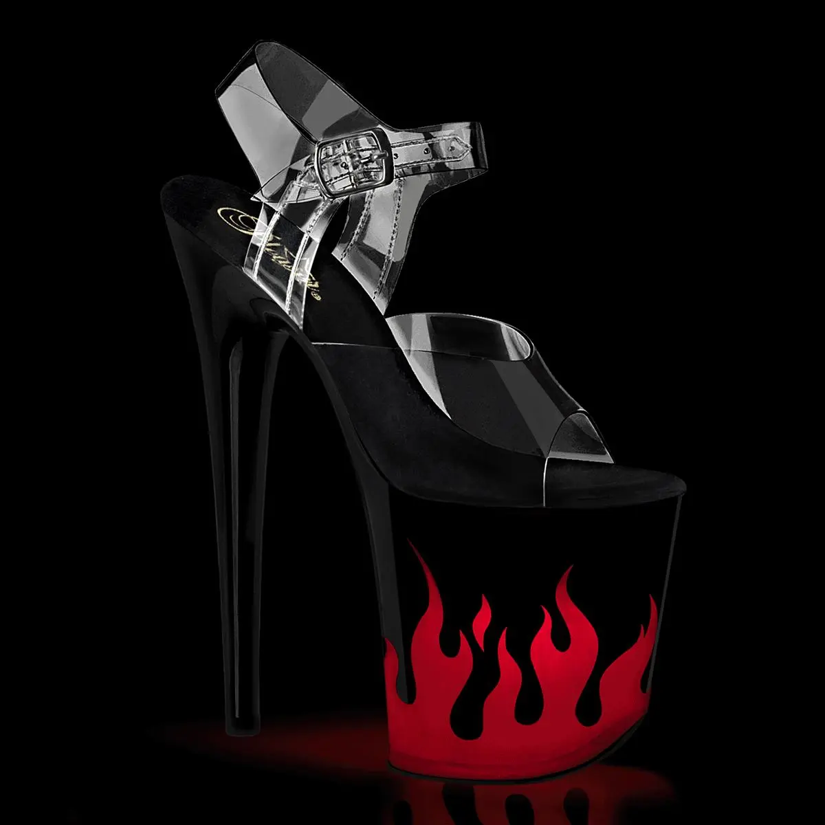 Women's 8-Inch High Heel Shoe, FLAMINGO-808NLFL Glamorous Heels with Light-Up Red Flickering Flame Feature, Footwear, Stylish
