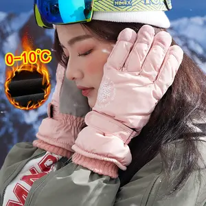 Ski gloves, cycling warm gloves, fashionable velvet waterproof couple gloves, women's waterproof warm gloves with touch screen