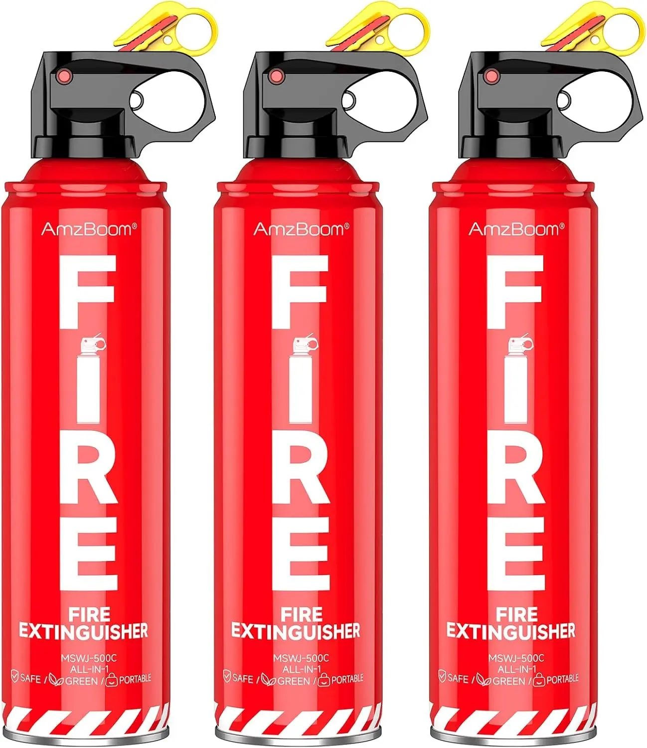 AmzBoom Fire Extinguisher for Home, Car, Kitchen, and Boat 3-Pack, Portable Extinguishing Aerosol Spray Compact A, B, C, K – Includes Mounting Brackets for Easy Access. Gift
