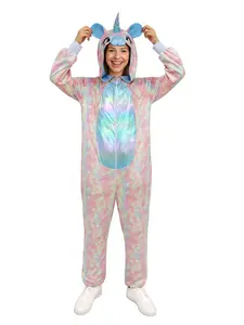 Unisex Adult Unicorn Onesie Costume - Plush 3D Hooded Animal Pajamas for Halloween, Cosplay & Loungewear