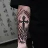 Large Size Hyper Realistic Temporary Tattoo Stickers (6-Pack) - 1 Cross Design, 5 Random Styles, Waterproof, Abrasion-Resistant, 7-15 Day Wear, Clean, Easy to Apply, Ideal for Pain-Averse Non-Permanent Tattoo Seekers, Hyper Realistic Temporary Tattoos