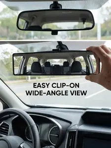 Clip-On Panoramic Rear View Mirror, Wide-Angle Anti-Glare Automotive Accessory