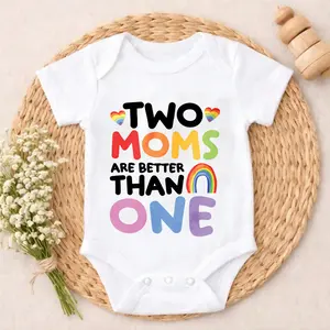 Two Moms Are Better Than One Baby Bodysuit Casual Short SleeveRomper Crew Neck Outfit for Baby Boys & Girls  Birthday Outfit Special Occasion Must-Have Comfort Baby Clothes for Outdoor Daily Wear