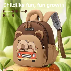 New trendy capybara children's backpack, large-capacity school bag for primary school students, cute cartoon backpack for boys and girls