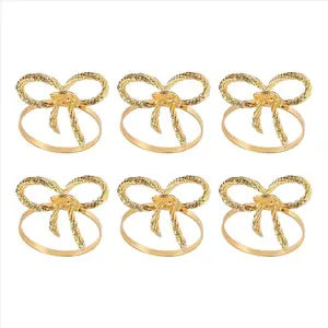 Butterfly Napkins Rings Set of 6, Gold Napkin Rings Holder for Wedding Christmas Family Gathering Table Decoration.