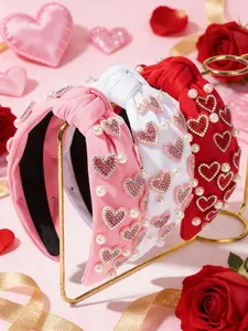 Women's Valentine's Day Elegant Heart Faux Pearl Hairband, Perfect Gift for Friends and Family, Ideal for Elegant Occasions and Daily Wear Headbands