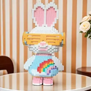 Rabbit Design Toy, Rabbit Building Block, 5010pcs Cute Animal Assembly Models, Creative Desktop Decoration for Home Office