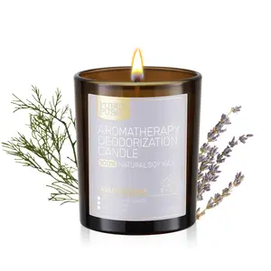 Furry Purr Pet Odor Eliminator Candle, Natural Soy Wax Candles with Catnip Essential Oil, Pet-Friendly Candles for Home Scented, Pet Lover Gifts, 60-Hour Burn Time, Lavender Cedar / Lily of The Valley / Fragrance / White Rose / Berry Rum, 7 oz