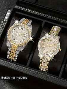 Elegant Couple Watch Set 2pcs, High Quality Fashionable Watches for Daily Wear, Perfect Gift for Birthdays, Holidays, Anniversaries, Quartz Watches