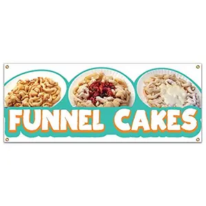 SignMission  48 in. Funnel Cakes Banner with Concession Stand Food Truck Single Sided