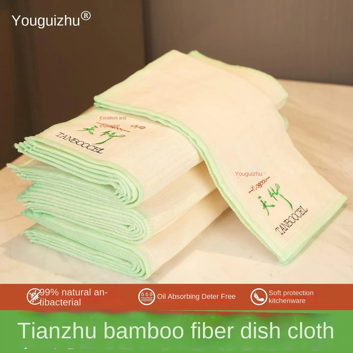 20 Natural Bamboo Fiber Dish Cloths, Wet  Dry, Cleaning Rags, Extra Soft, Suitable for Washing Dishes, All Kitchen Supplies  Household Cleaning, Reusable Multi-Purpose Scouring Pads and