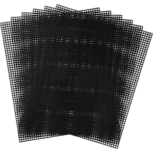 6pcs 11.02x9.06in 5CT Black Plastic Mesh Canvas Sheets for Embroidery DIY Crochet Crafts