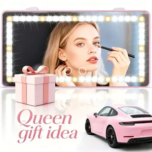 JOYTUTUS Summervibes-Car Sun Visor Vanity Mirror with 3 LED Lights USB Rechargeable 1500mAh Battery Touch-Sensitive Control Dimmable Bicolor Lighting for Enhanced Makeup Routine