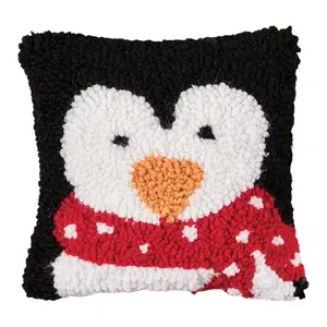 C&F Home 8" x 8" Penguin Hooked Petite Throw Pillow