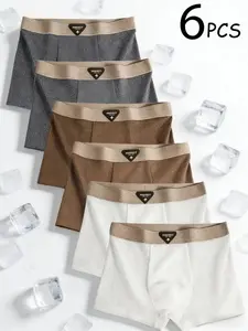 6-Pack Solid Color Ice Silk Briefs, Comfortable Smooth Fabric, Simple Fashion, Perfect for Daily and Casual Wear