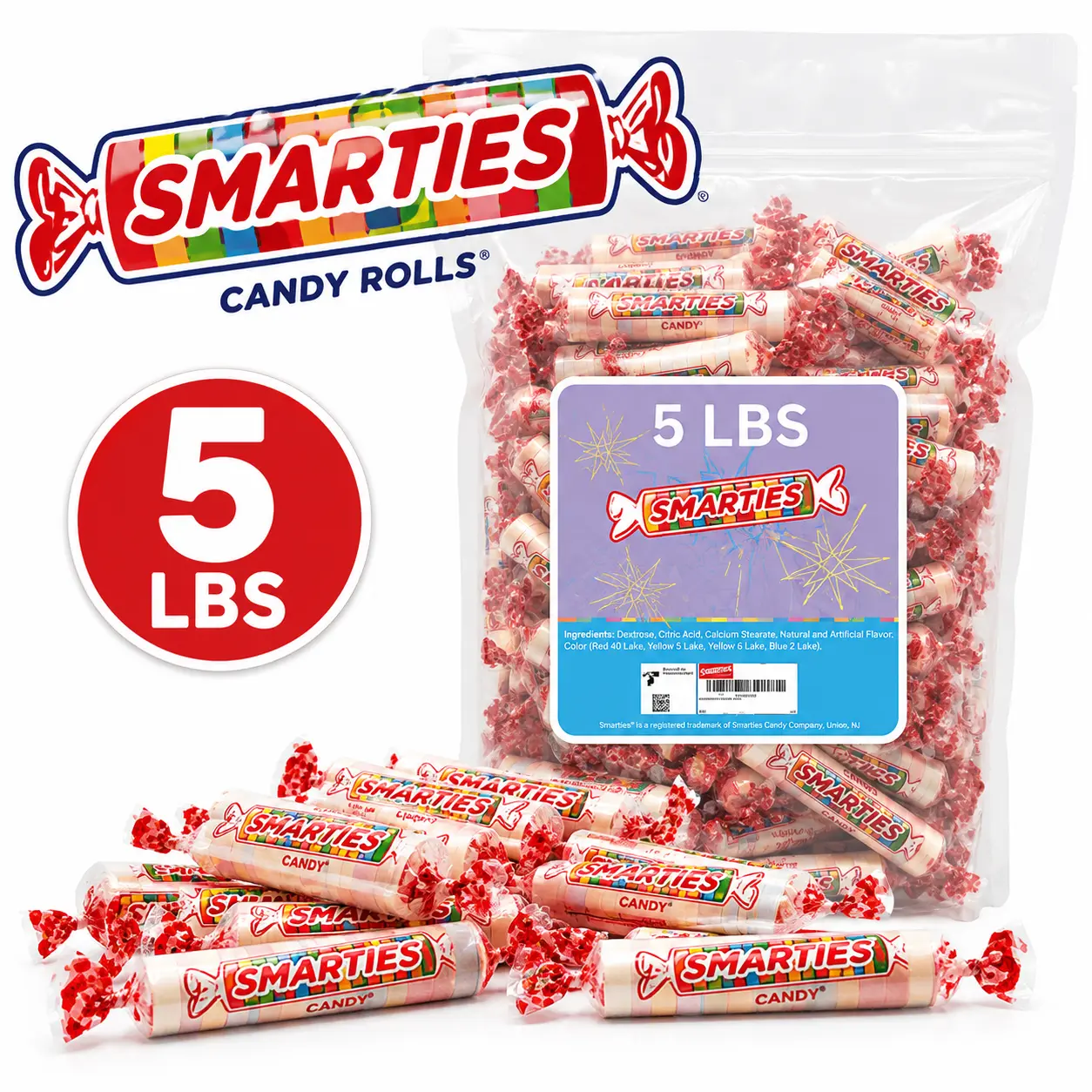 Smarties Original Candy Rolls 5 lb Bulk Bag  Classic Sweet & Tart Candy Rolls | Individually Wrapped Party Candy for Sharing & Events