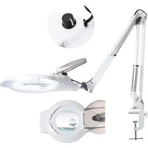 10X & 30X Magnifying Glass with Light and Stand, 2200 Lumens Dimmable LED Magnifying Lamp, Real Glass Lens Lighted Magnifier Light for Craft, Reading, Repair, Hobby, Close Work- White