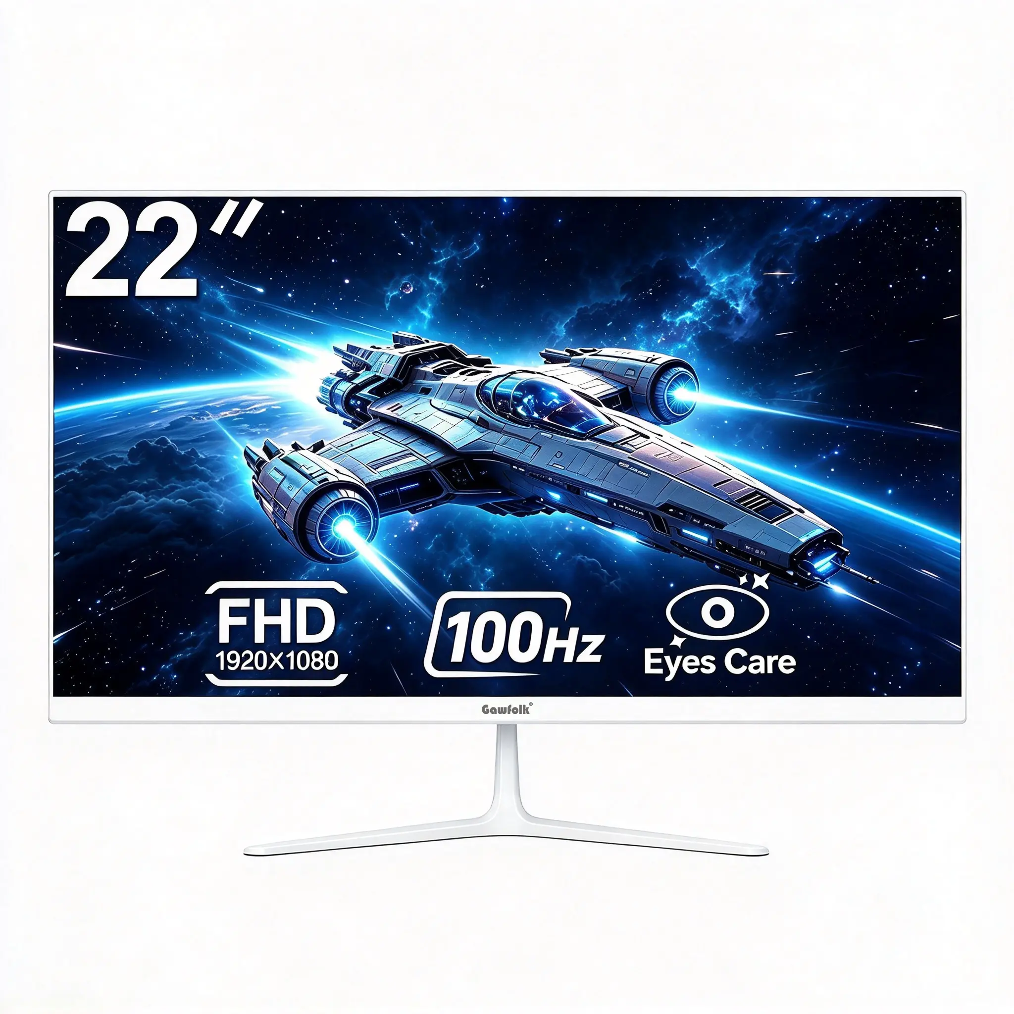 Gawfolk 22inch FHD 1080p 100Hz PC Monitor, Computer Monitor with 95% sRGB, Frameless Ultra-Narrow Bezel, HDMI Plug-and-Play, VESA Wall Mount Compatible (Gaming, Office Use)