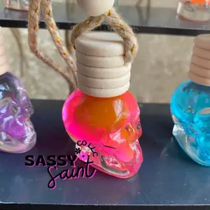 Sassy Saint Skull CAR DIFFUSER AIR FRESHENER 8 ml Effective Diaphragm Oil Diffuser for Car or Small Space Convenient Hanging Design Compact Deodorizer