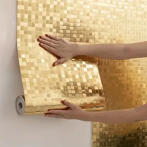 Self-Adhesive 3D Mosaic Decorative Wallpaper, 40x300cm, Thick Roll, Easy to Apply, Cube Texture, Ideal for TV Background, Living Room, Bedroom Decor