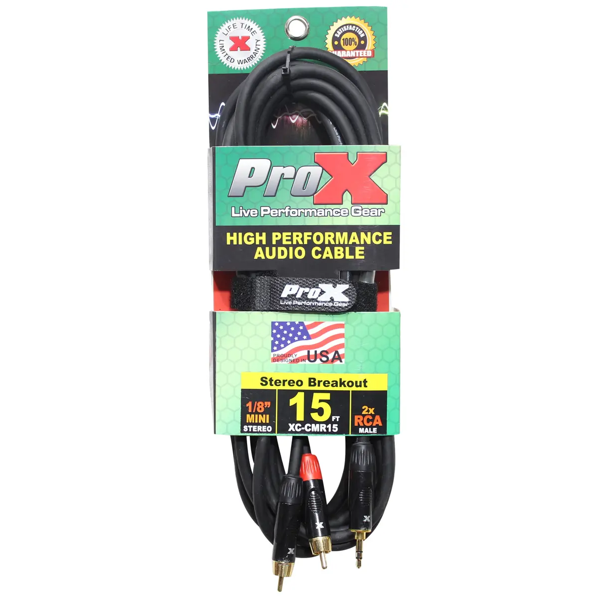 ProX XC-CMR15 15' 1/8" (3.5mm) TRS to Dual RCA-M High Performance Audio Cable