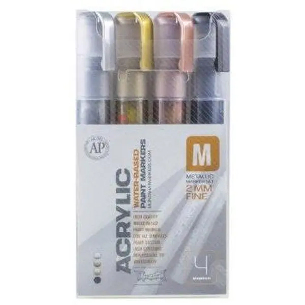 Montana Acrylic Paint Marker "Metallic" Set of 4 - Fine (2mm)