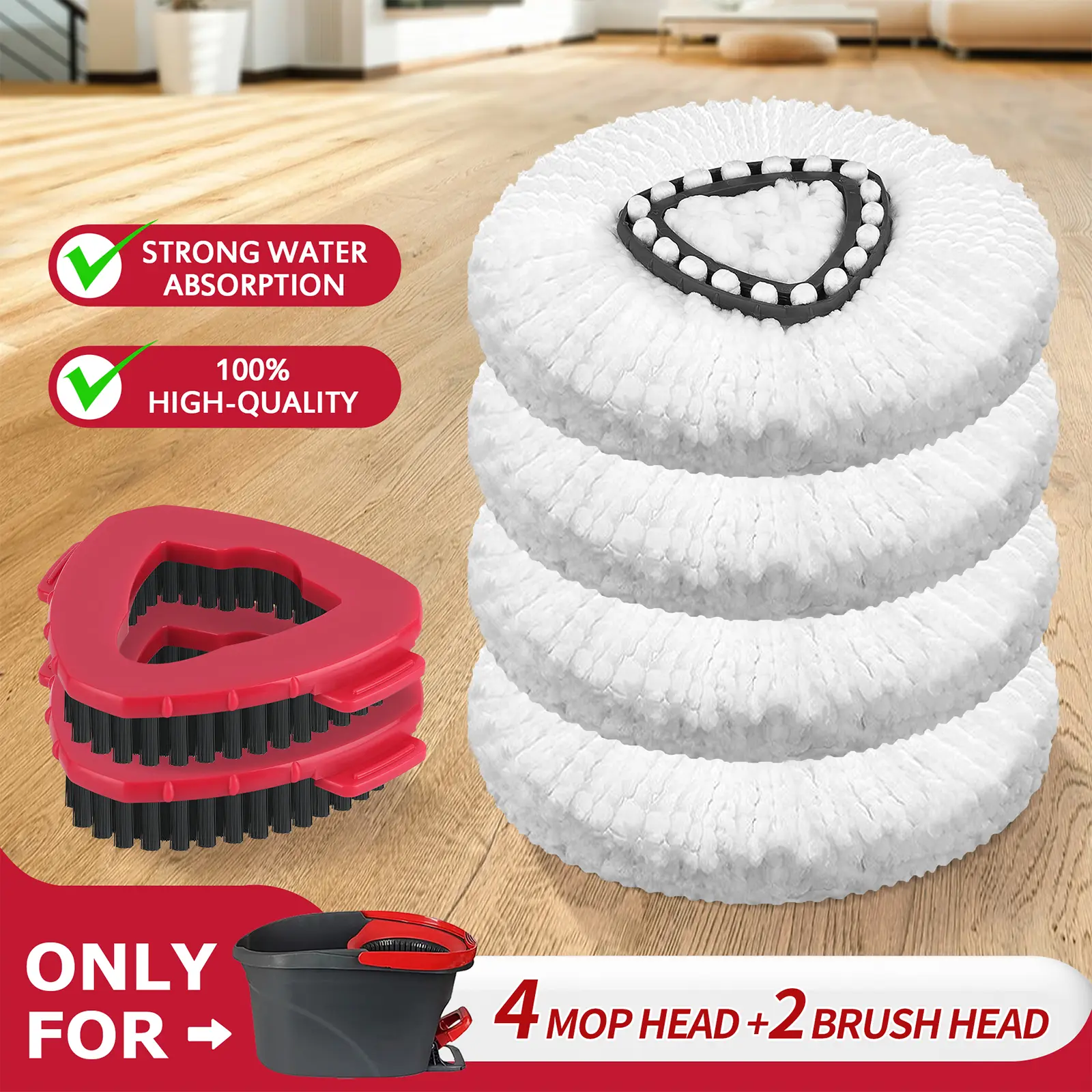 4Mop+2Brush(only fits O-cedar One tank old style)