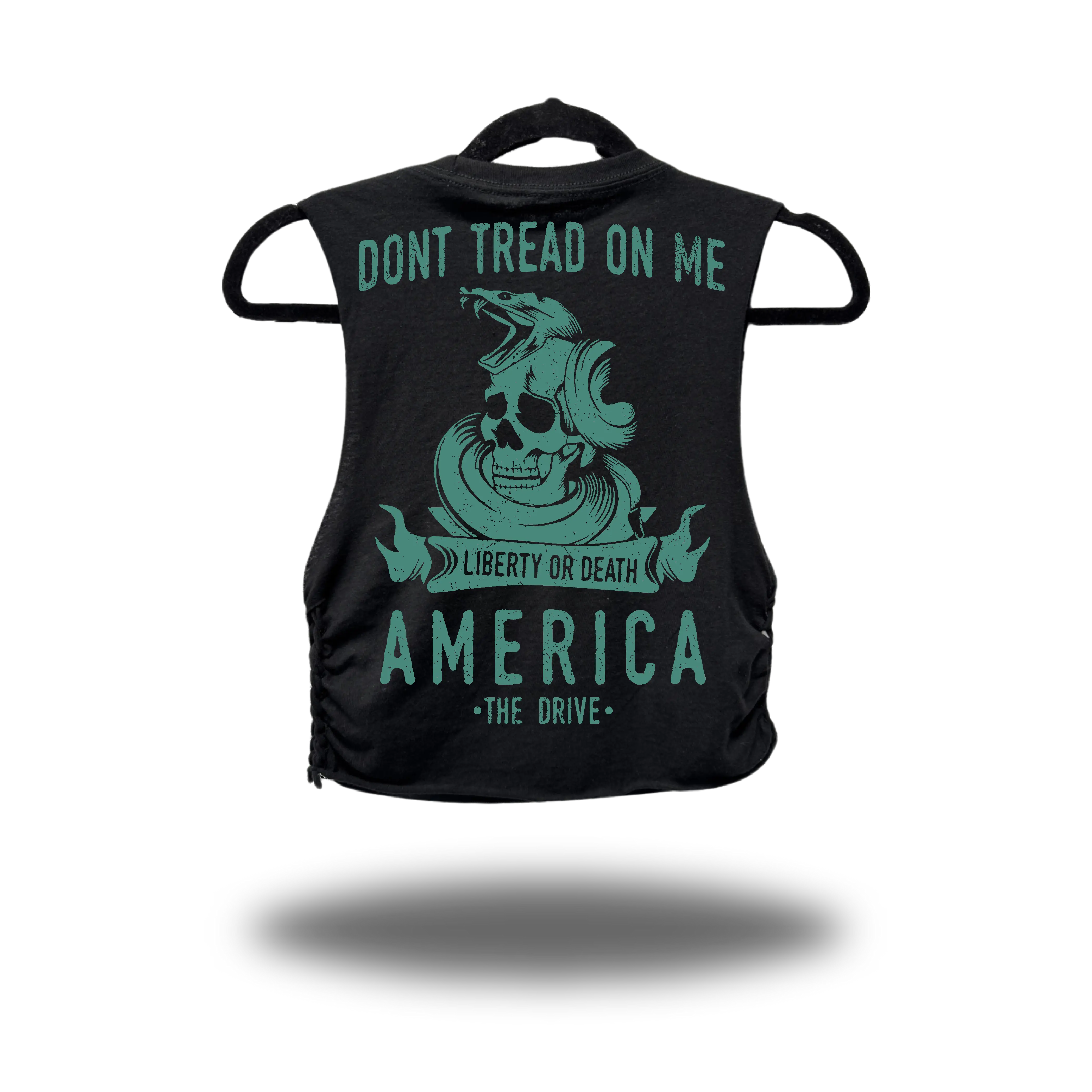 DONT TREAD ON ME - BRAIDED ROAD RASH BLACK CROP TANK TOP