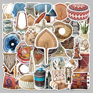 50pcs Bohemian ins style cartoon retro exotic style creative stickers luggage tablet decorative stickers Stickers Kit