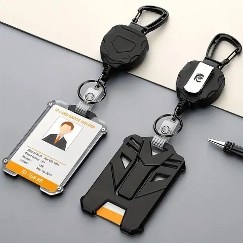 Outdoor Retractable Heavy Duty Badge Reel (1 Set), ID Badge Holder, Tactical ID Card Holder for Outdoor Hiking & Climbing, Badge Reels Retractable, Retractable Badge Holders