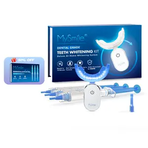 MySmile Pro Teeth Whitening Kit with Remineralizing Gel Pack Gentle Sensitive Formula for Up to 10 Shades Whiter Results Safe Non-Sensitive Formula Includes 3 Gel Packs & LED Light Oral Peroxide