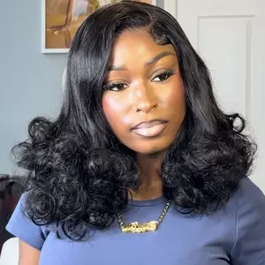 Glueless Lace Wigs Undetectable Lace Loose Wave Wig 250% Density Super Double Drawn Bouncy Curly Hair Natural Black 100% Human Hair #TikTokShopBlackFriday