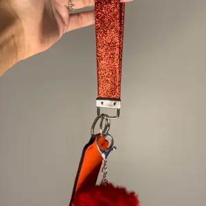 Red Glitter Faux Leather Keychain